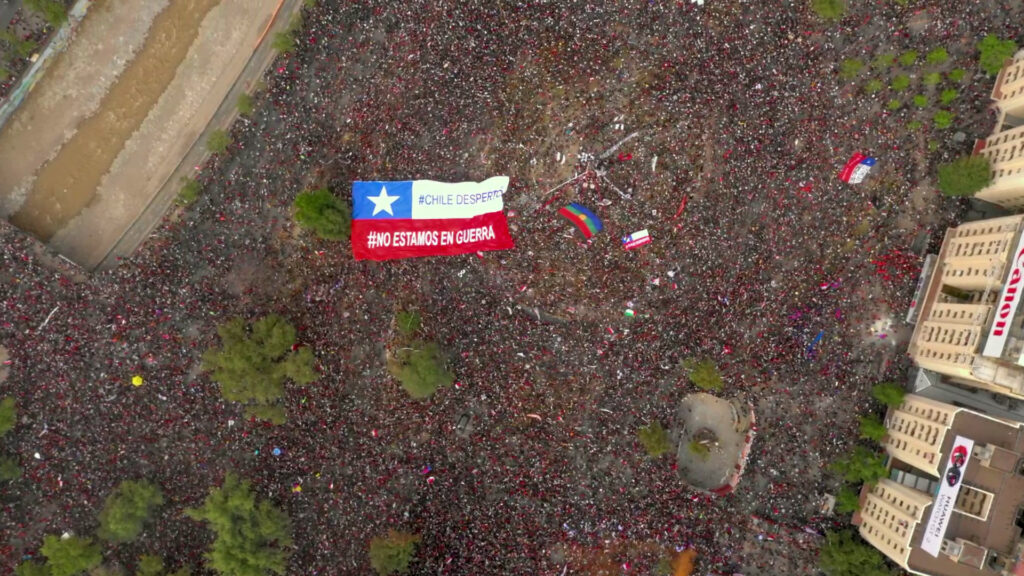 Eine Demonstration in Santiago de Chile, 2019